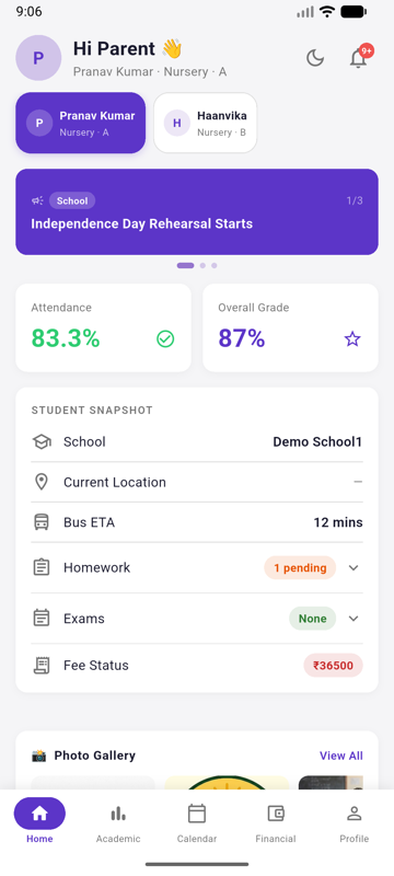 Parent App — Home