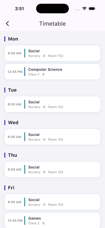 Timetable
